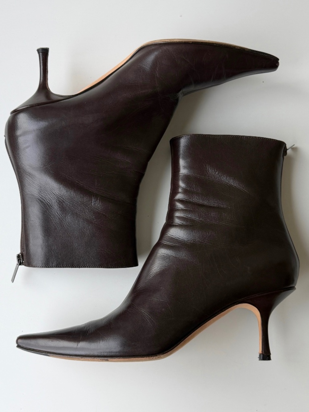 Vintage Jimmy Choo Rich Chocolate Brown Leather Ankle Boots, Size 40 (US 8.5-9)